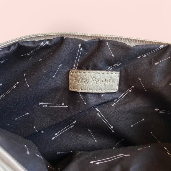 Free People Vegan Leather Large Zip Clutch Bag - -Soft, Gray Taupe - Picture 4 of 8